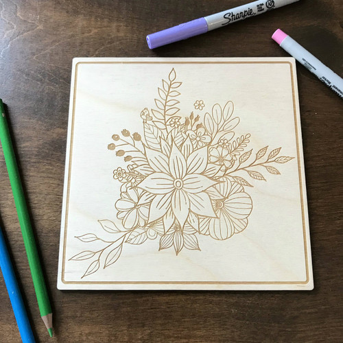 A Simple Bouquet wood coloring panel