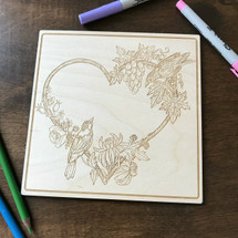 Love Birds wood coloring panel
