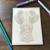 Elephant with Indie Patterns wood coloring panel
