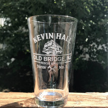 Personalized Fire Truck and axes Engraved Pint Glass