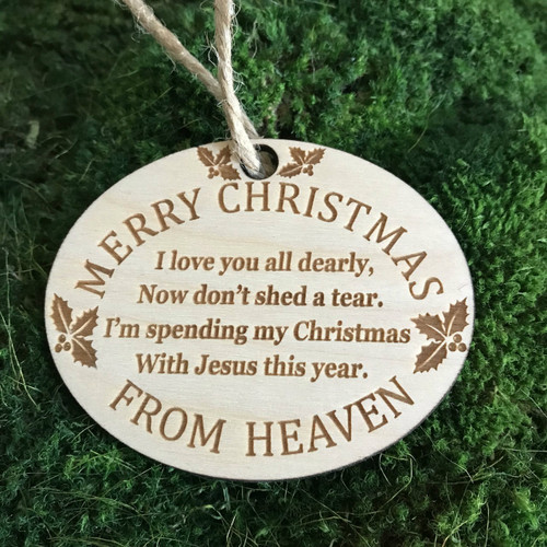 Christmas from Heaven (with Holly) wood holiday ornament