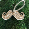 Mustache wood holiday ornament