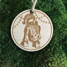 R2D2 wood holiday ornament