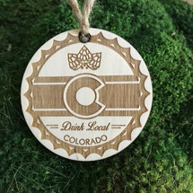 CO Drink Local wood holiday ornament