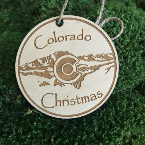 Colorado Christmas wood holiday ornament