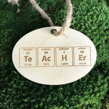 Element Table "Teacher" wood holiday ornament