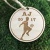 Soccer ball player personalized wood holiday ornament