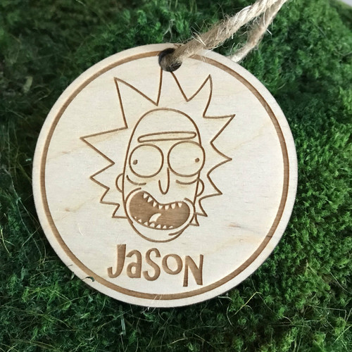 Face of Rick personalized wood holiday ornament.