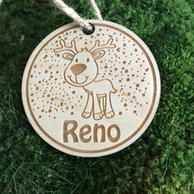 Toy Reindeer personalized wood holiday ornament