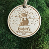 Snowman personalized wood holiday ornament.