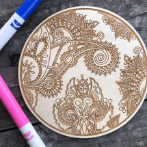 Round Floral 5 wood coloring panel