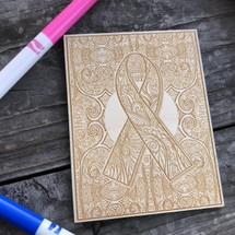 Cancer Awareness 2 wood coloring panel