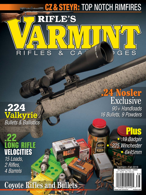On the cover . . .
Nosler M48 Liberty .24 Nosler with Trijicon
AccuPoint 2.5-12.5x 42mm scope and CZ 452
Grand Finale .22 LR with Meopta MeoPro 3-9x
40mm MC scope. 