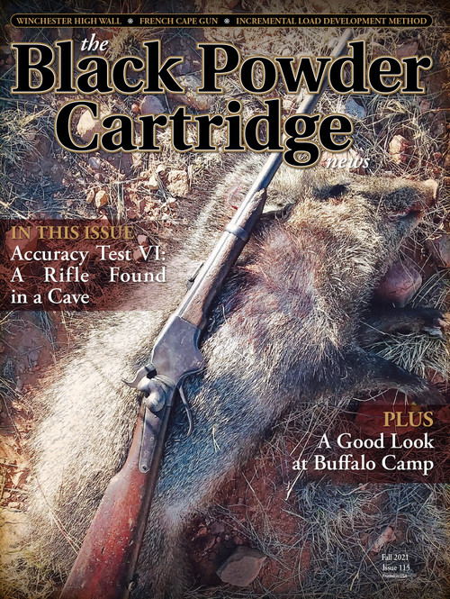 Our cover for this issue was sent to us, once again by William P Mapoles, a regular contributor and firearms experimental archaeologist. A long title to simply say that Bill enjoys exporing commonly held ideas about historic firearms and coming up with data based on real use. His article dealing with the .56-50 cartridge in this issue, is no exception. Bill points out several erroneous assumptions made over the years about the famous Spencer repeater and the .56-50 cartridge.
The cover photo show a restored (and converted to centerfire) Spencer carbine and the successful results of a javelina hunt, as the old Spencer was obviously up to the task. Personally, we think the .56-50 cartridge was a potent, short-range, black-powder cartridge and I can see how it would be as useful in the hunting field now, as it was originally. We would like to thank Bill for his submission and encourage our readers to check out his article and see if you don't agree.