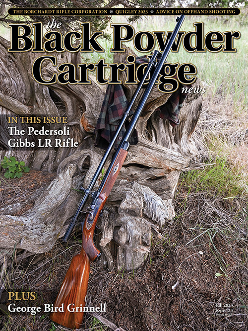A fine telescopic long-range rifle in the form of a .45 Pedersoli-Gibbs adorns this issue's cover. Our  thanks to Robby Robinson. who provided the rifle for our review and discussion. Sheryll Garbe was responsible for the excellent cover shot and article photography. 
Since its introduction, the Pedersoli Gibbs has shown to be an accurate, reliable and affordable muzzle loading rifle for long range competition. Available in a variety of calibers and configurations, it can also serve as an efficient short-range or hunting rifle.
Check out the review in this issue for more information on this excellent firearm. 