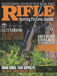 About the Cover:
A Pristine Short Action in a Cadex Defence Strike Nuke Evo chassis in Burnt Bronze CERAKOTE with a 28-inch M24 contour PROOF Research 1:7.5 twist stainless barrel. A Leupold Mark 5HD 7-35x 56mm optic with a PR2-MIL reticle was mounted in MDT Elite scope rings. The bipod mounted on the chassis is an Atlas BT65 Gen. 2 CAL. Photo by Justin Foster.