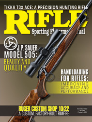 About the Cover... A J.P. Sauer & Sohn Model 505 Lux Wood chambered in .30-06, topped with a Blaser B2 2-12x 50mm iC riflescope.
Photo courtesy of J.P. Sauer & Sohn.