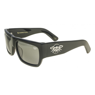 Black Flys Casino Fly Sunglasses - Shiny Black - Smoke Polarized Lenses