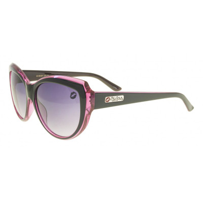 Flygirls Kissy Fly Sunglasses - Shiny Black Pink- Smoke Gradient Lenses - New