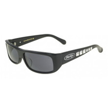 Black Flys Fly Out Sunglasses - Shiny Black with Silver Studs - Smoke