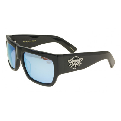 Black Flys Casino Fly Sunglasses - Shiny Black - Blue Mirror