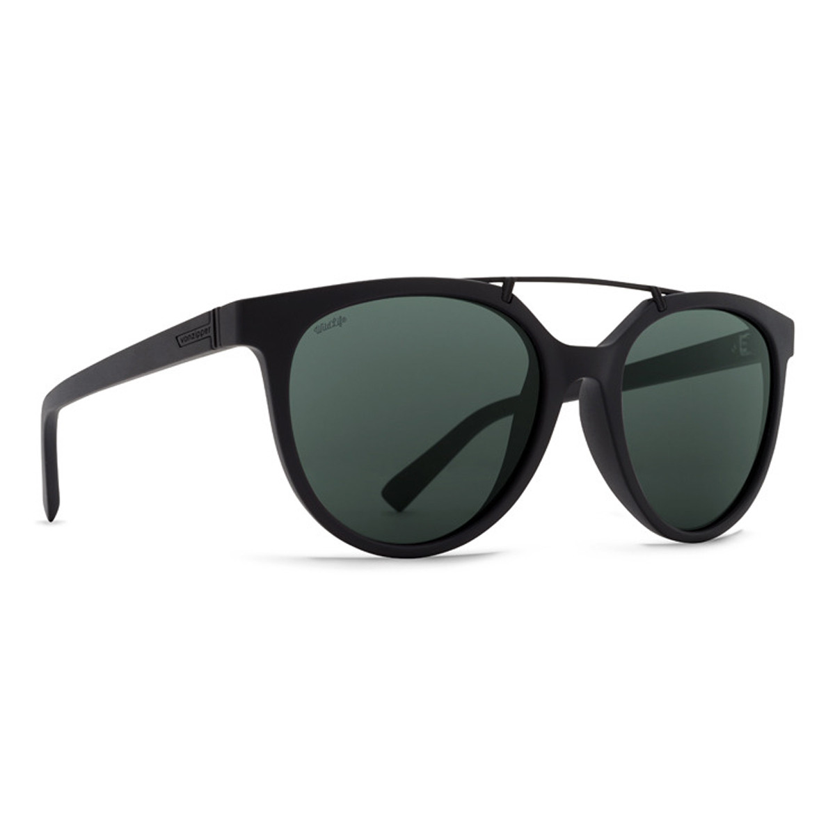 Von Zipper Hitsville Sunglasses - Black Satin - Wildlife Vint Grey Polar -  HIT-PSV