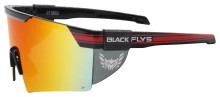 Black Flys Fly Shield Sunglasses - Shiny Black - Red Stripe - Orange Mirror