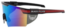 Black Flys Fly Shield Sunglasses - Shiny Black - Red Stripe - Green Mirror
