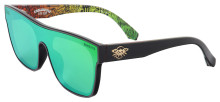 Black Flys Choloha Mono Fly X Sullen Sunglasses - Shiny Black  - Green Mirror