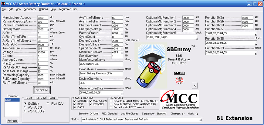 SBS Smart Battery Emulator Software Release 3 Branch 1 (#SBEMMY-SW3B1DN) -  Shop-MCC-US