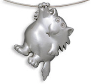Hang In There - Cat Pendant with Cable Necklace