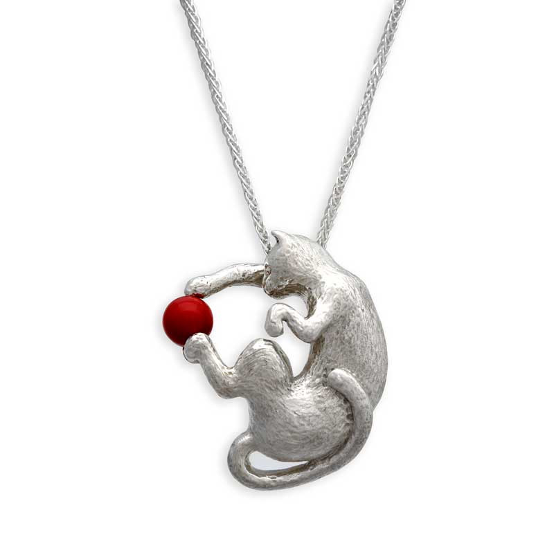 Cat with Coral Ball Necklace (sold on 18