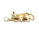 Cat Pin in Sterling Silver or 14K gold with pearl