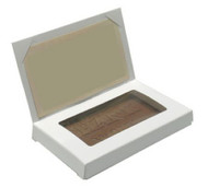 WHITE FOLDING BUSINESS CARD BOX WITH FLAP 2-5/16" x 3⅞" x 7/16"--PKG/25