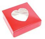 1# FOLDING SQUARE COVER RED HEART/WINDOW 7 11/16" X 7 11/16" X 1 1/8"--PKG/25. REQUIRES SEPARATE BASE.