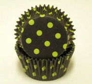HOT DOTS BLK/LIME BKG CUP--2" Base, 1-1/4" Wall- --PKG/500