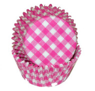 GINGHAM HOT PINK BKNG CUP--2" Base, 1-1/4" Wall- --PKG/500
