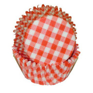 GINGHAM ORNG MINI BKG CUP-1-1/2" Base, 3/4" Wall--PKG/500