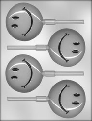 3" SMILEY FACE SUCKER CHOCOLATE CANDY MOLD