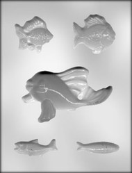 2-1/4" - 5-7/16" FISH ASSORTMENT CHOCOLATE CANDY MOLD