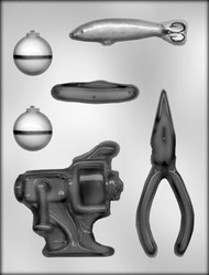 1-3/8" - 3-3/4" FISHING TACKLE ASST CHOCOLATE CANDY MOLD