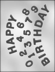 1" HAPPY BIRTHDAY/NUMBERS CHOCOLATE CANDY MOLD