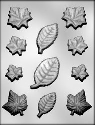 1-5/16" - 3-1/8"  LEAF ASSORTMENT CHOCOLATE CANDY MOLD