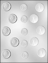 1-1/8" - 1-3/8" ASSORTED COIN CHOCOLATE CANDY MOLD