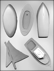 4" - 4-3/4" 3D BOAT ASSORTMENT CHOCOLATE CANDY MOLD