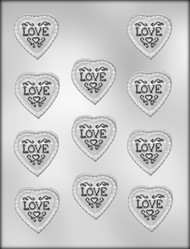 1-3/4" LACEY HEART W/LOVE CHOCOLATE CANDY MOLD