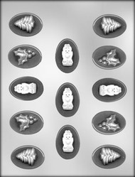 1-3/4" OVAL CHRISTMAS MINT CHOCOLATE CANDY MOLD