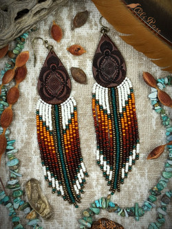 Ombre Nights Beaded Leather Earrings