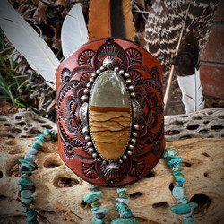  Scenic Owyhee Jasper Leather Cuff (Rustic Brown)