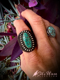 Matrixed turquoise Leather Ring (Chocolate brown)